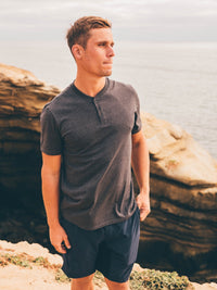 Charcoal Short Sleeve Henley