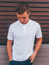 White Short Sleeve Henley