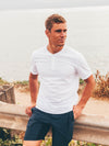 White Short Sleeve Henley