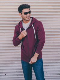 Maroon Zip-Up Hoodie