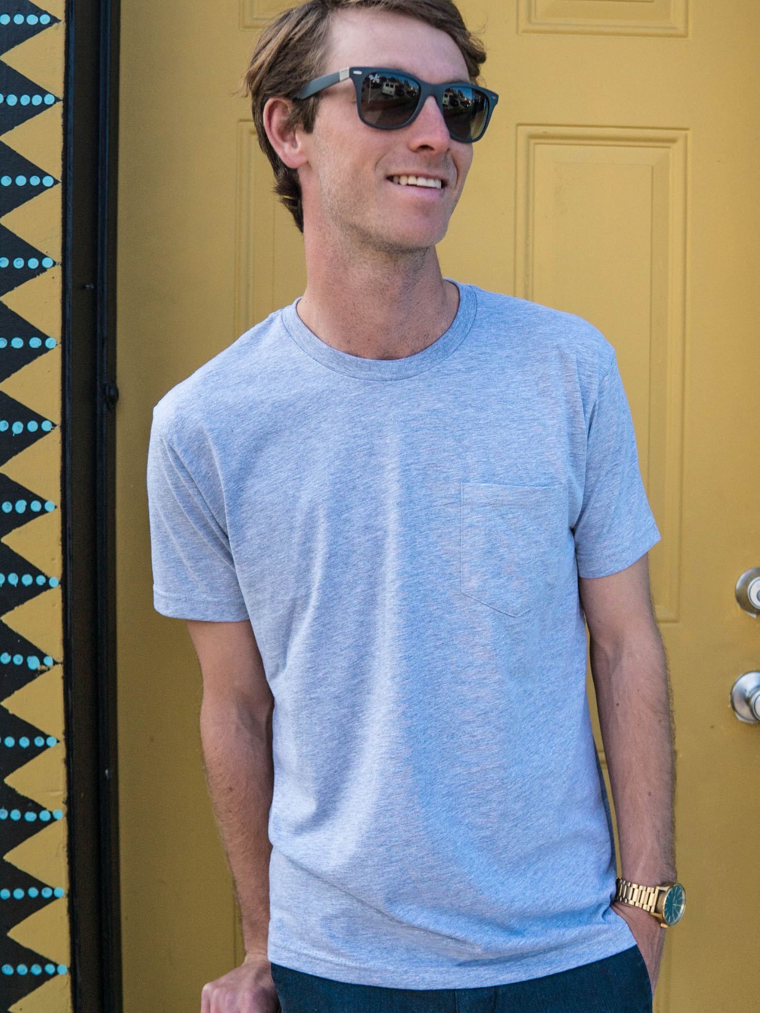 Heather Grey Pocket Crew